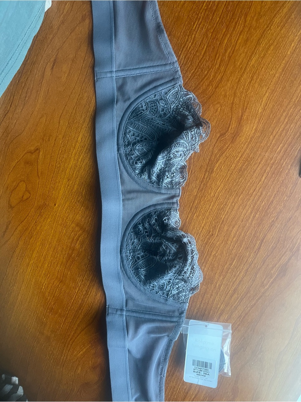 Lively Lace Trim Bralette in Steel Gray 36A